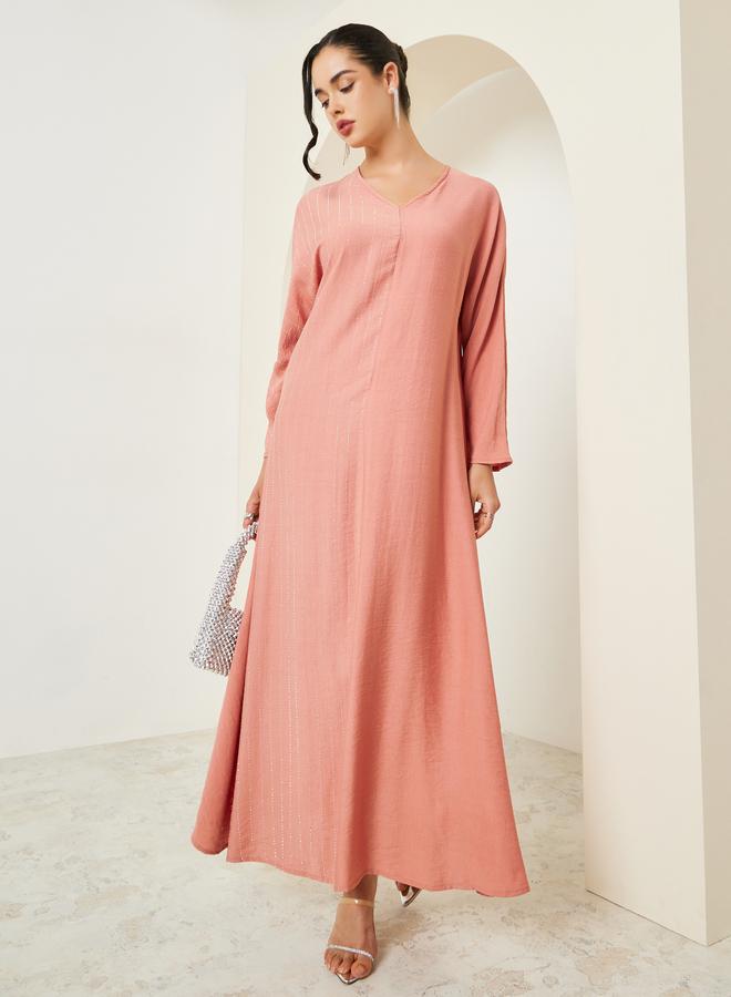 Amirah Women Peach Embellished A-Line Jalabiya - Image 5